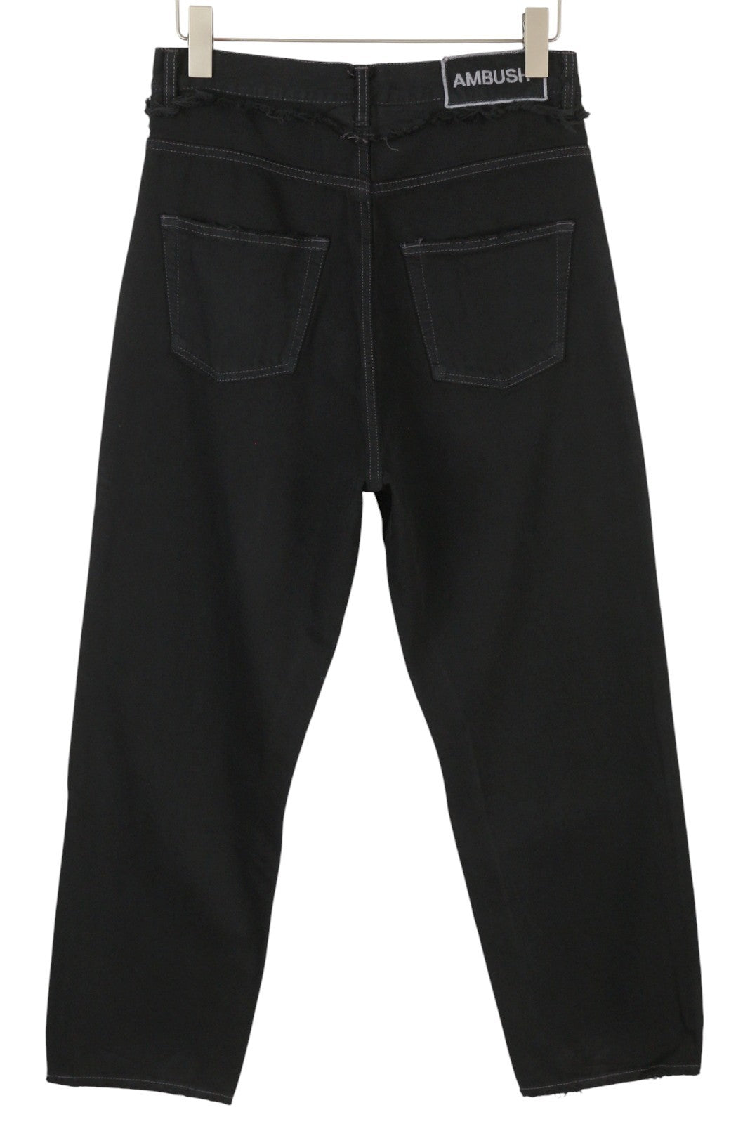 AMBUSH vyriški džinsai su juosmens detalėmis, W32, juodi, su sagomis ir logotipu, RRP499 