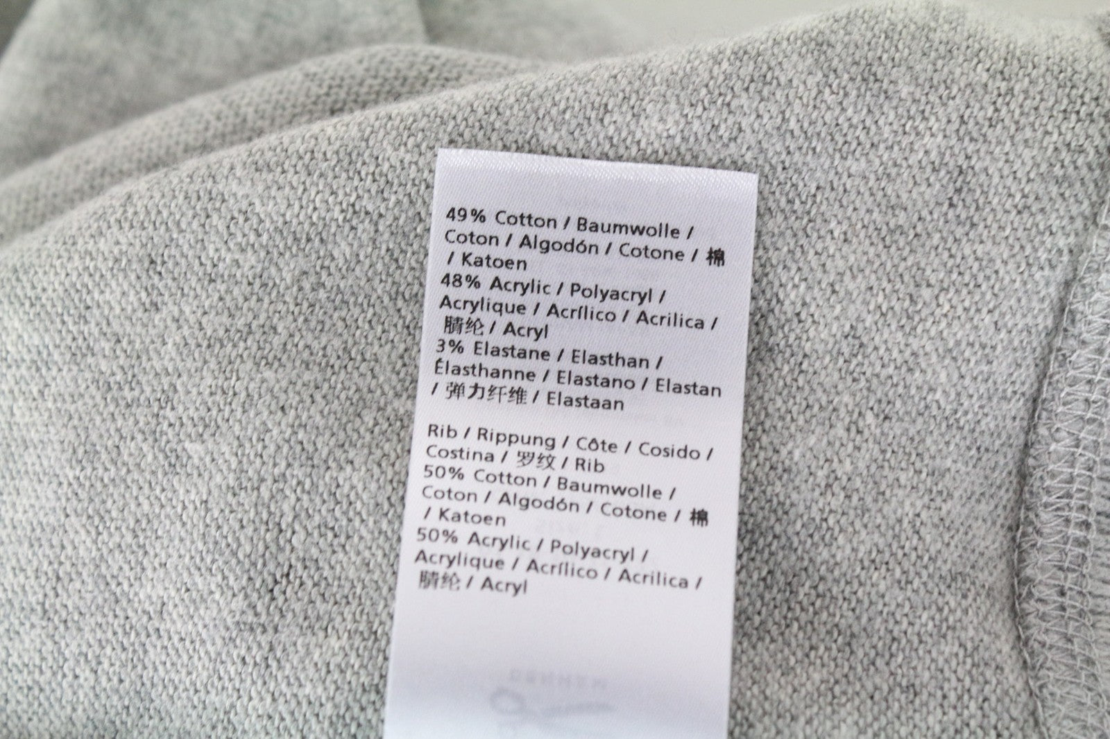 DENHAM vyriškas pilkas L dydžio megztinis su medvilnės mišinio tampriu megztiniu ilgomis rankovėmis 