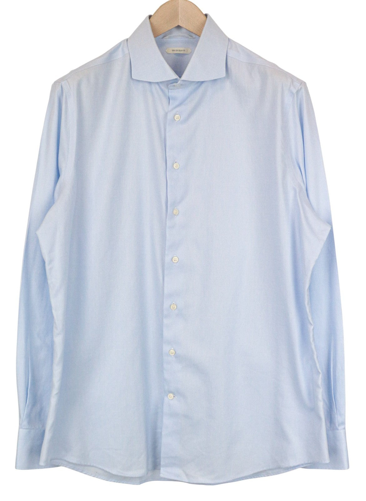 SUITSUPPLY Men's Formal Shirt 43/17 Blue Slim Pure Cotton Cutaway Button Up