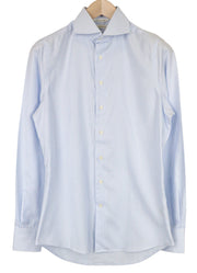 SUITSUPPLY Men's Formal Shirt 37/14 1/2 Striped Blue Slim Pure Cotton Long