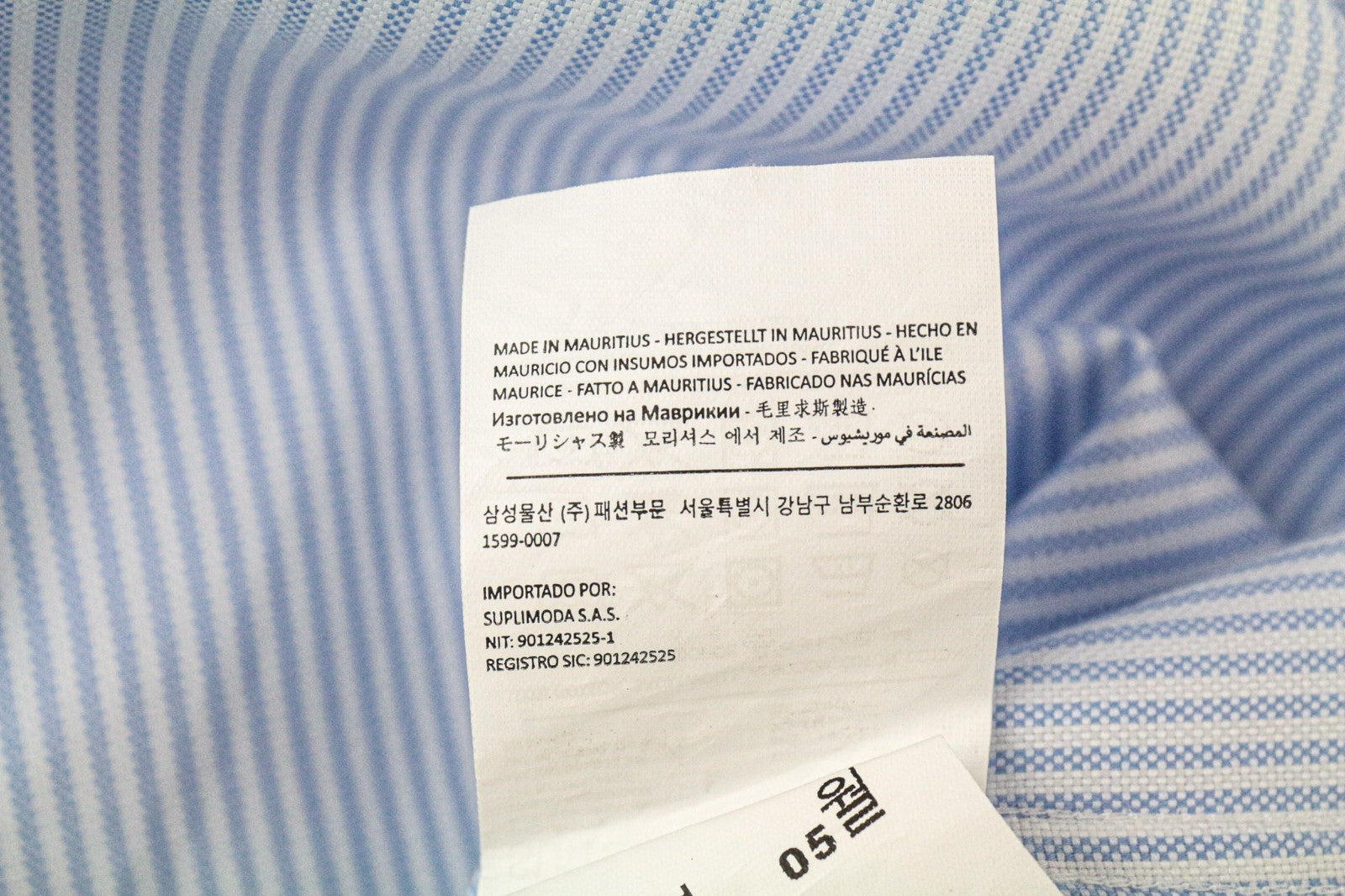 SUITSUPPLY Men's Formal Shirt 37/14 1/2 Striped Blue Slim Pure Cotton Long