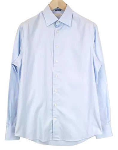 SUITSUPPLY Men's Formal Shirt 39/15 1/2 Slim Blue Pure Cotton Button-Up Long