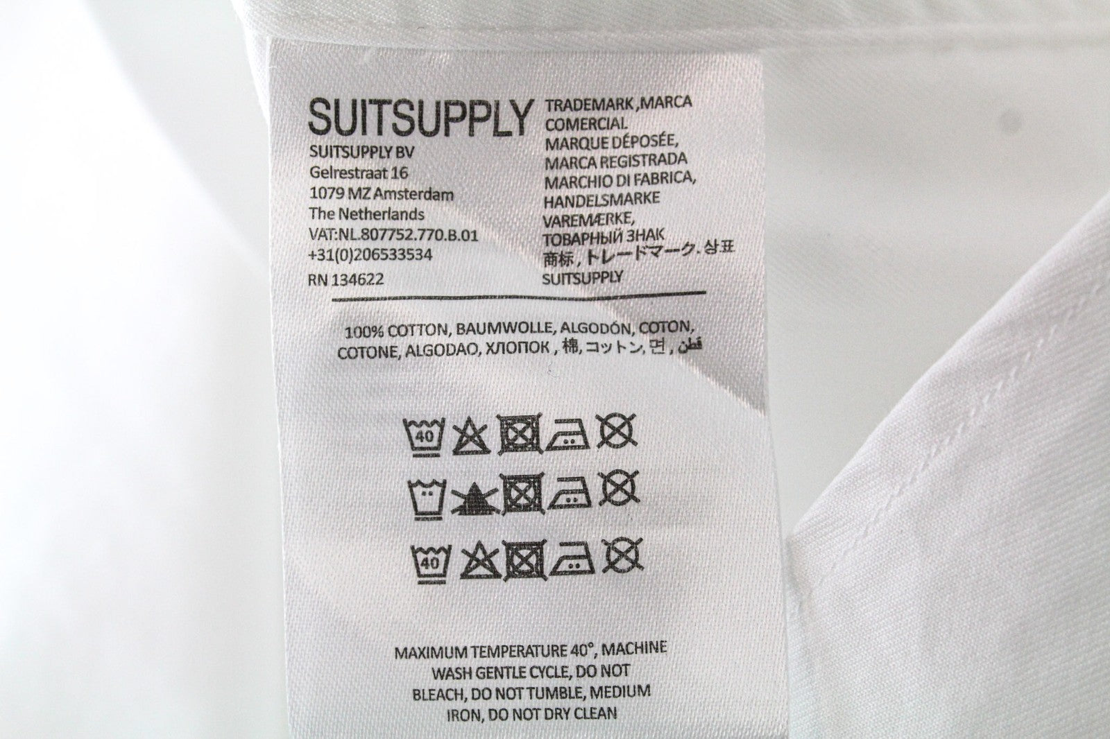 SUITSUPPLY vyriški formalūs marškiniai, 35/13 1/2, balti, grynos medvilnės, su sagomis, ypač ploni 