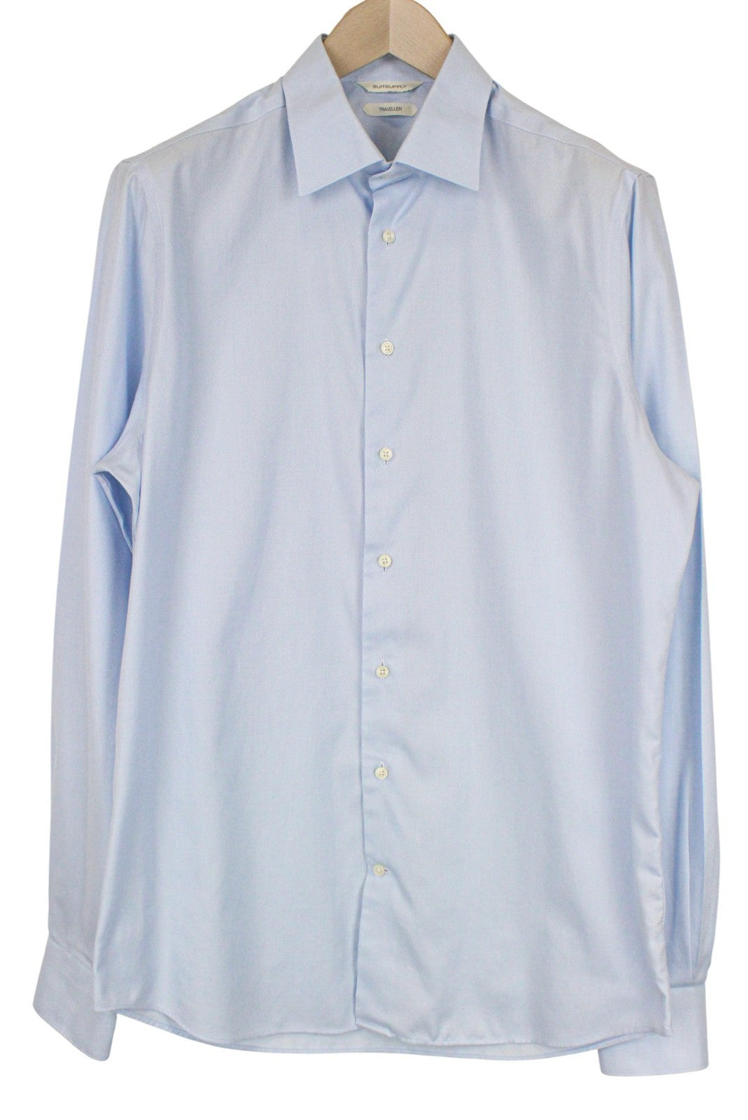 „SUITSUPPLY Traveller“ vyriški formalūs marškinėliai, 41L/16L, ploni, mėlyni, ilgi, gryna medvilnė 