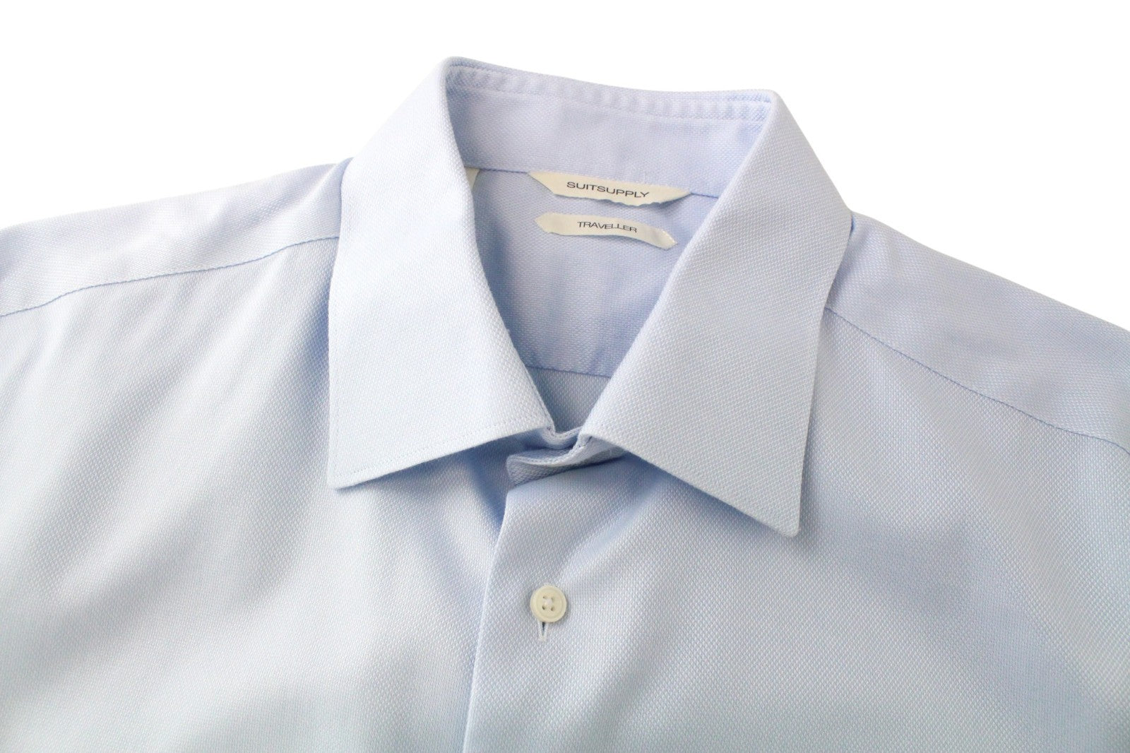 „SUITSUPPLY Traveller“ vyriški formalūs marškinėliai, 41L/16L, ploni, mėlyni, ilgi, gryna medvilnė 