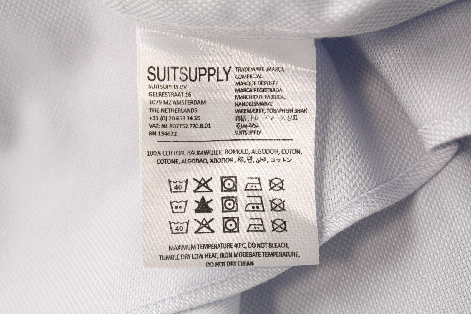 „SUITSUPPLY Traveller“ vyriški formalūs marškinėliai, 41L/16L, ploni, mėlyni, ilgi, gryna medvilnė 