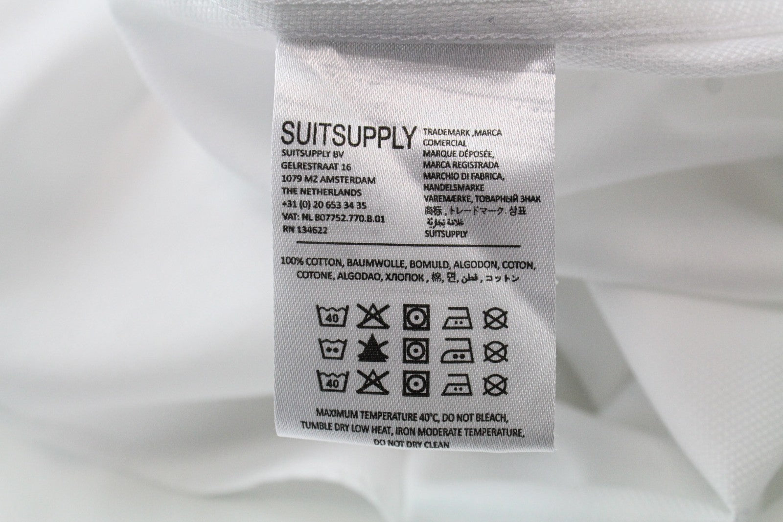 „SUITSUPPLY Traveller“ vyriški formalūs marškiniai, 44/17 1/2, balti, ploni, grynos medvilnės 