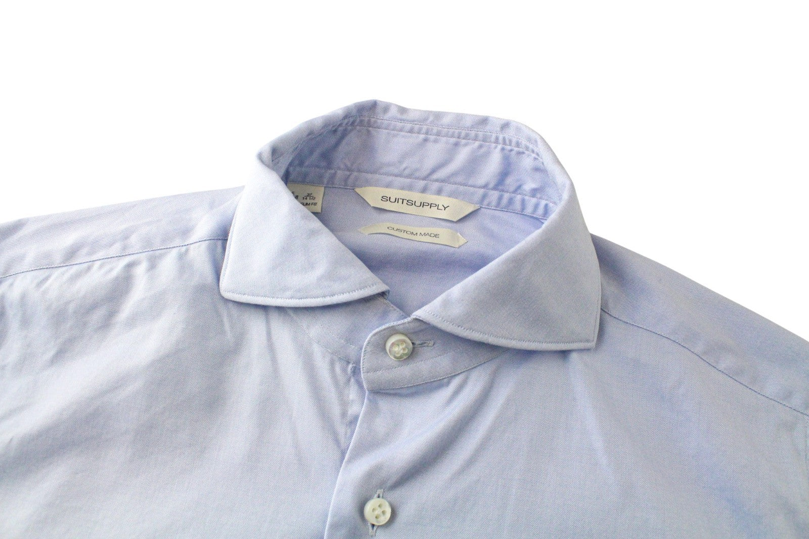 SUITSUPPLY Men's Formal Shirt 37/14 1/2 Light Blue Slim Pure Cotton Long Sleeve
