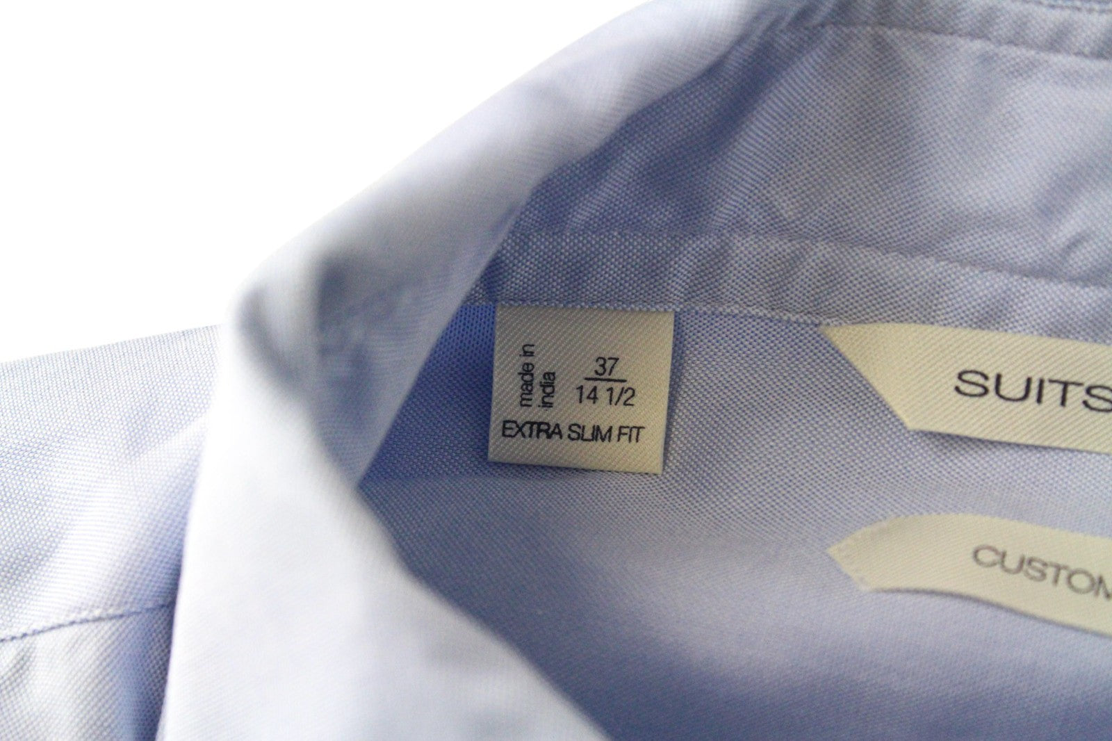 SUITSUPPLY Men's Formal Shirt 37/14 1/2 Light Blue Slim Pure Cotton Long Sleeve