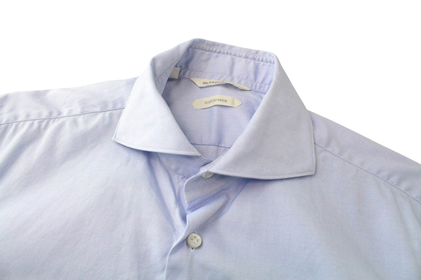 SUITSUPPLY Men's Formal Shirt 39/15 1/2 Blue Cutaway Extra Slim Pure Cotton