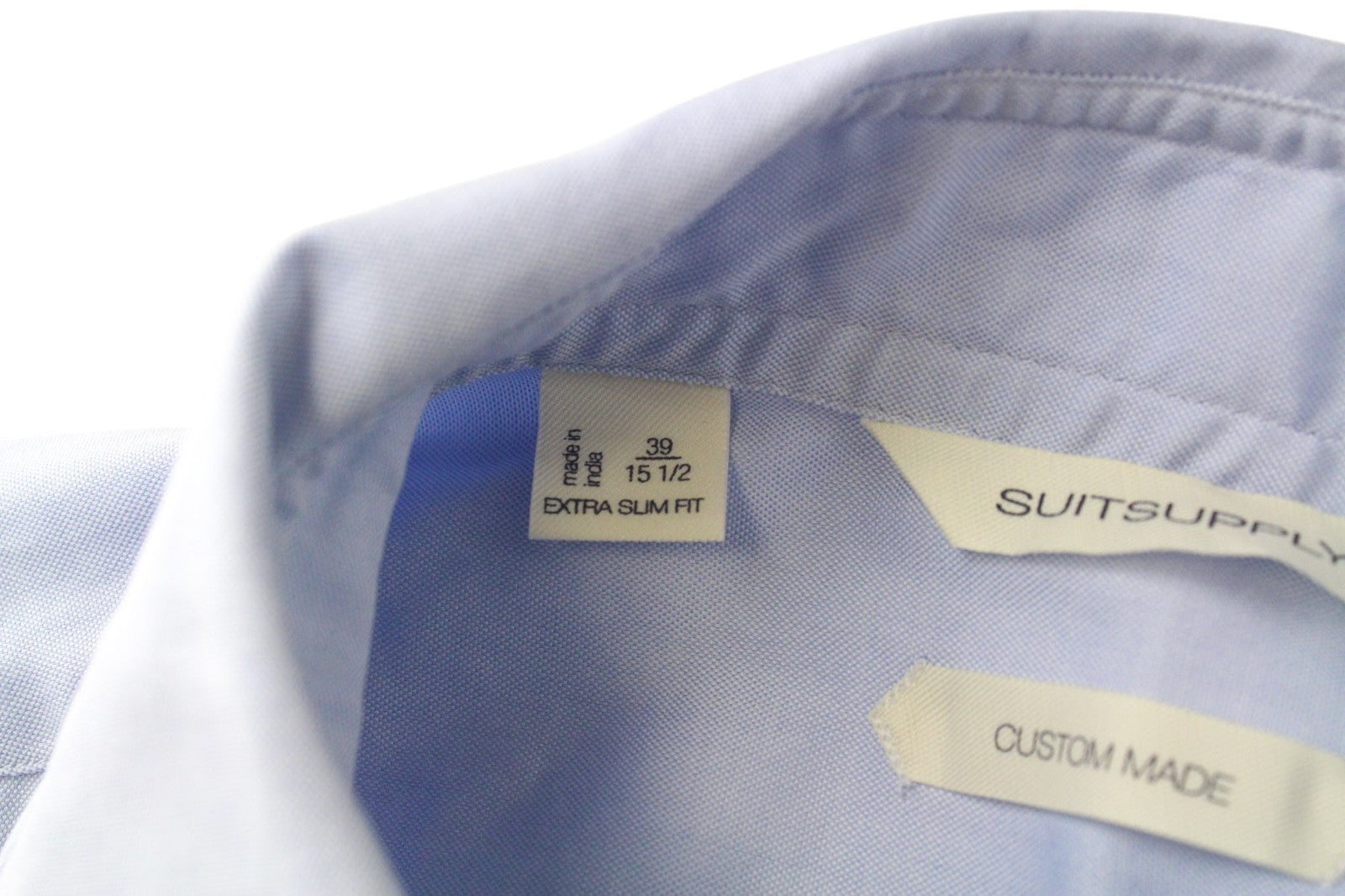 SUITSUPPLY Men's Formal Shirt 39/15 1/2 Blue Cutaway Extra Slim Pure Cotton