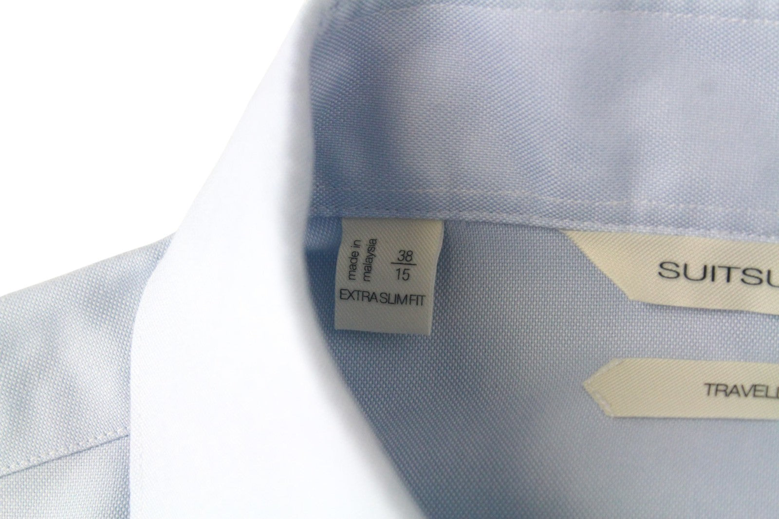 SUITSUPPLY Traveller Men's Formal Shirt 38/15 Light Blue Slim Pure Cotton