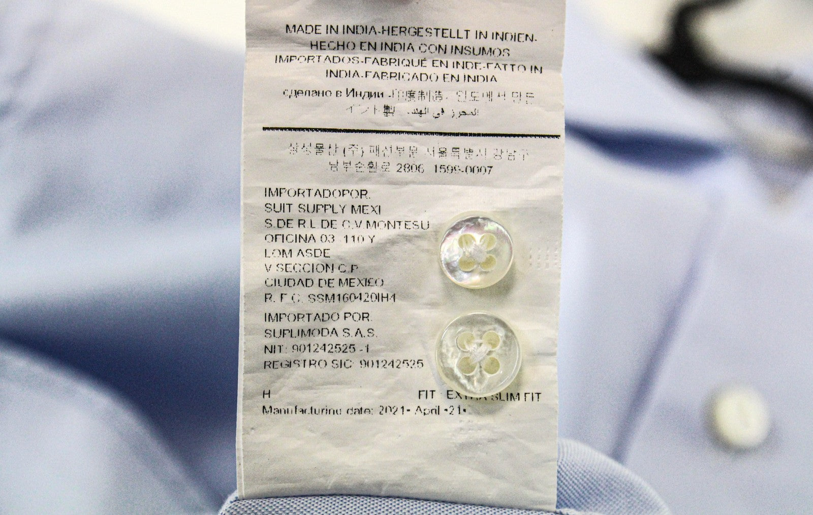 SUITSUPPLY Men's Formal Shirt 35/13 1/2 Light Blue Slim Extra Slim Pure Cotton