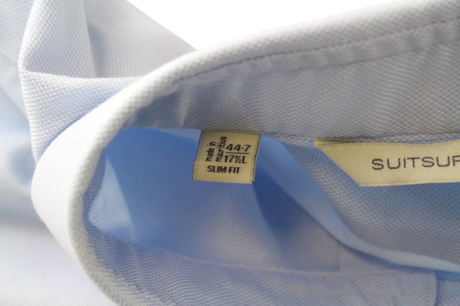 SUITSUPPLY vyriški formalūs marškinėliai 44,7/17 1/2L šviesiai mėlyni, ploni, grynos medvilnės, pasimatuoti 