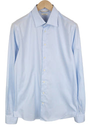 „SUITSUPPLY Traveller“ vyriški formalūs marškinėliai, 41L/16L, mėlyni melanžo spalvos, ploni, grynos medvilnės 