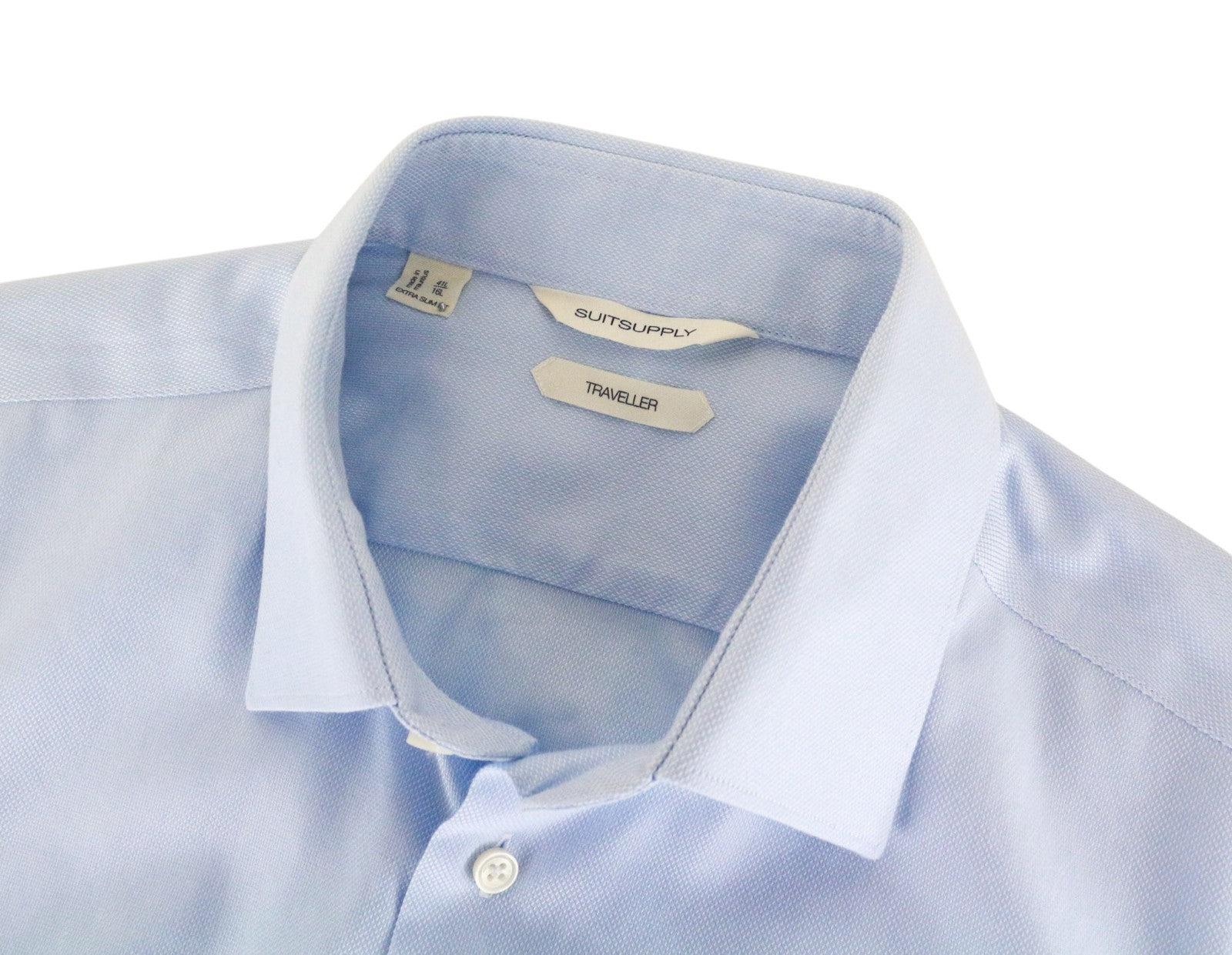 „SUITSUPPLY Traveller“ vyriški formalūs marškinėliai, 41L/16L, mėlyni melanžo spalvos, ploni, grynos medvilnės 