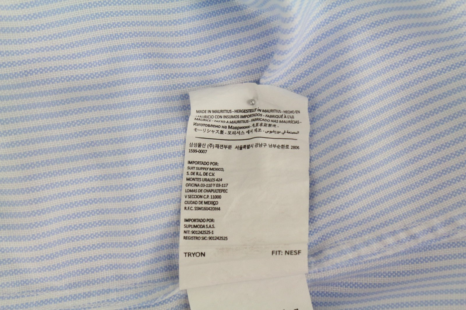 SUITSUPPLY Men's Formal Shirt 39L/15 1/2L Blue Striped Slim Pure Cotton Try On