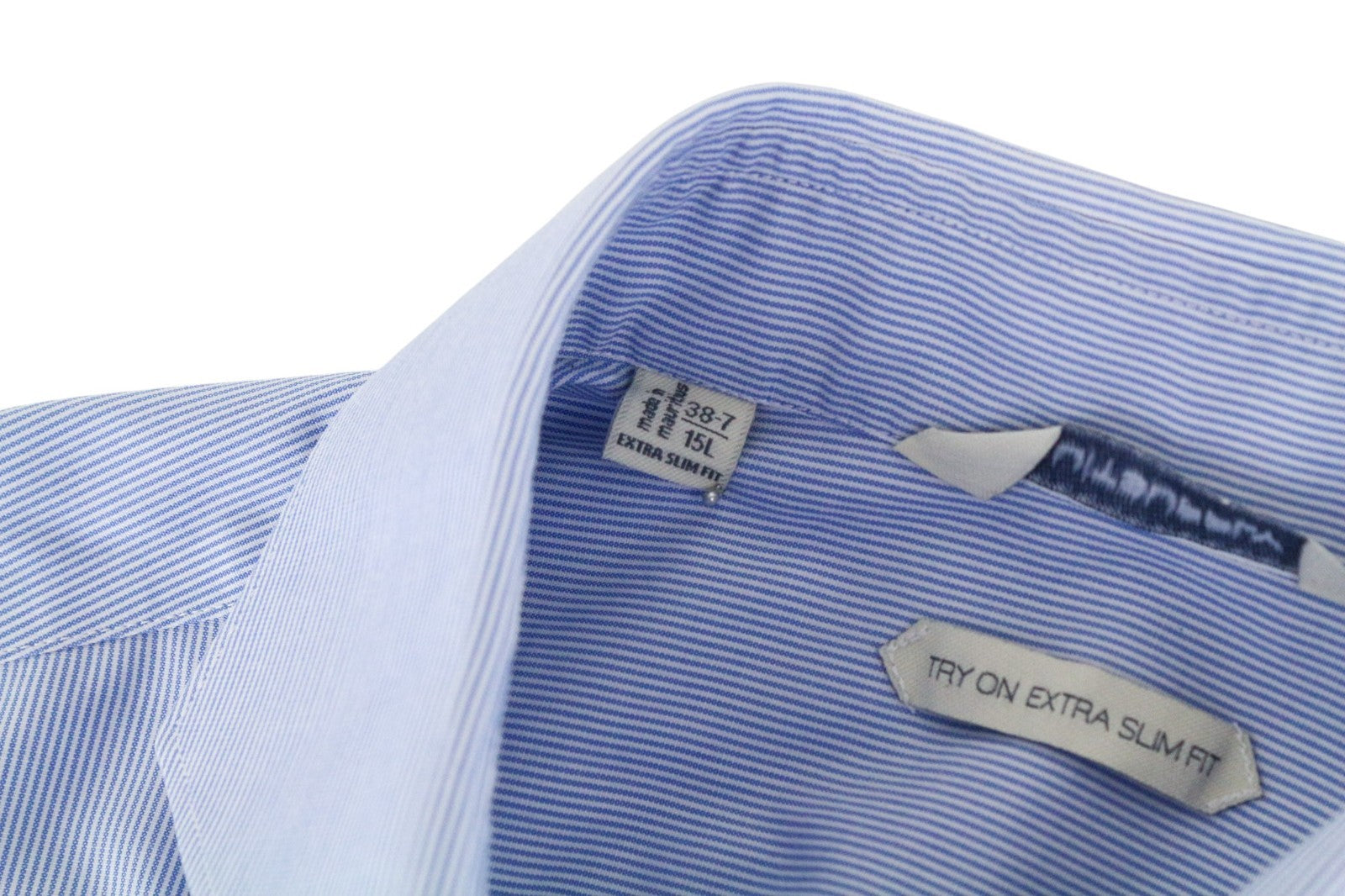 SUITSUPPLY Men's Formal Shirt 38.7/15L Blue Striped Slim Pure Cotton Try On