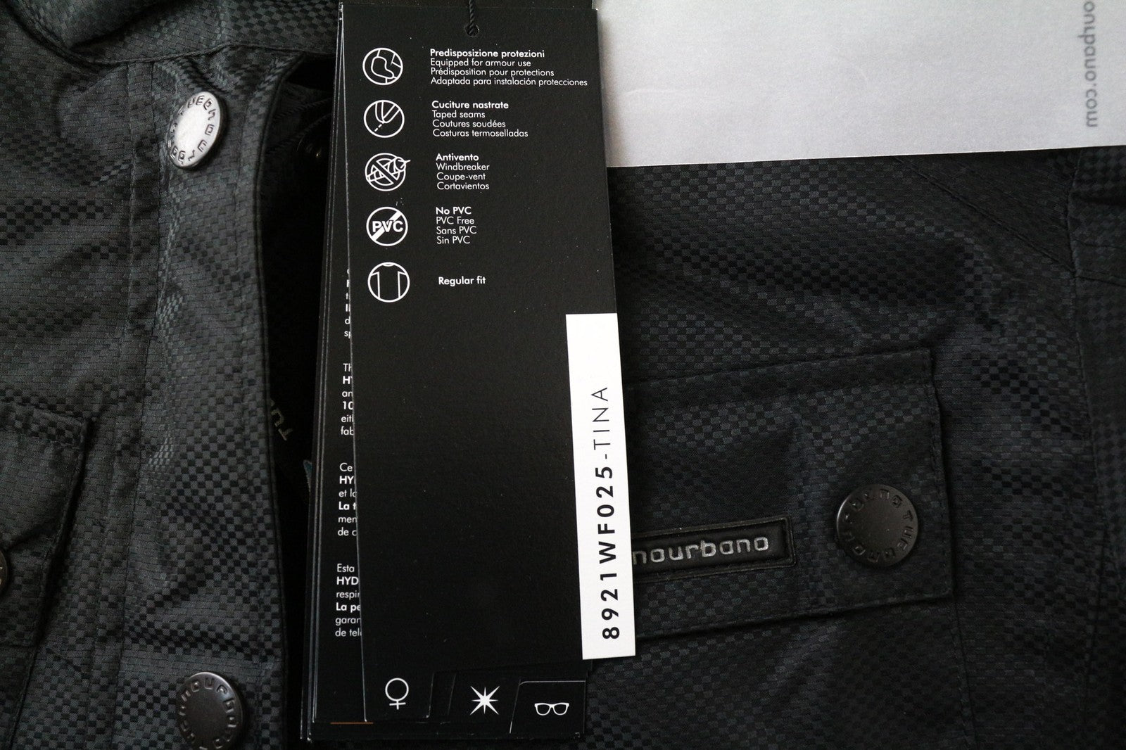 TUCANO URBANO Tina moteriška motociklininko striukė S, juoda, su PVC pamušalu, vėjui nepralaidi striukė 