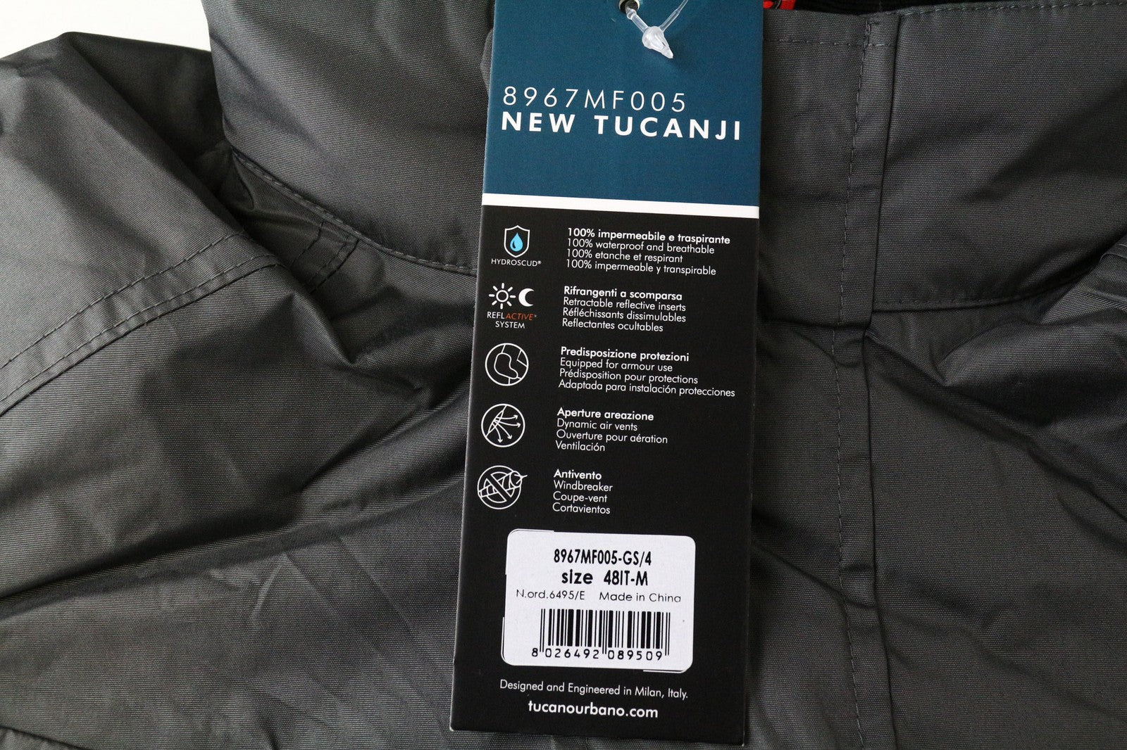 TUCANO URBANO Nauja Tucanji vyriška pilka striukė M dydžio, vandeniui atspari motociklininko striukė su diržu 