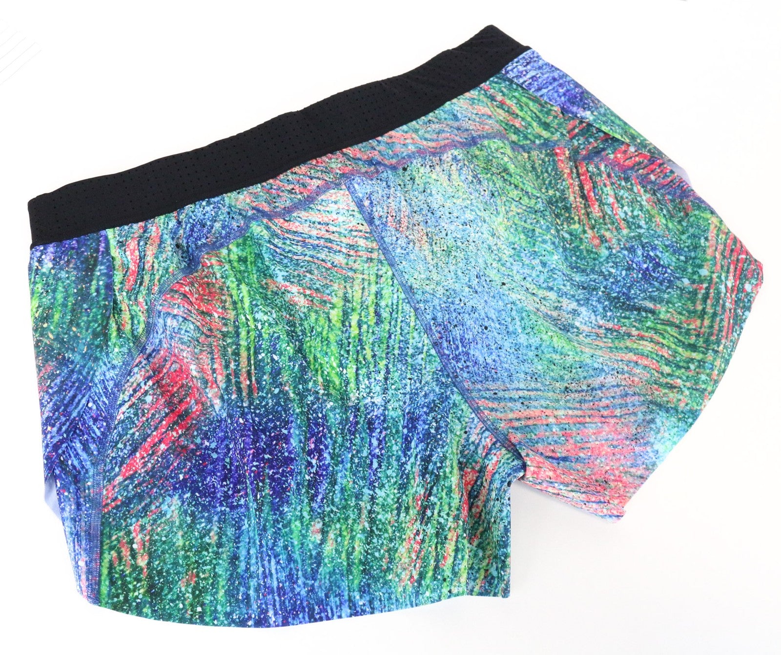 „SWEATY BETTY“ trigubo šuolio moteriški mėlyni XL dydžio marginti sportiniai šortai 