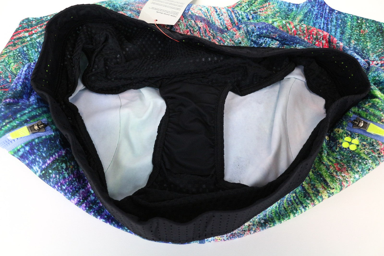 „SWEATY BETTY“ trigubo šuolio moteriški mėlyni XL dydžio marginti sportiniai šortai 