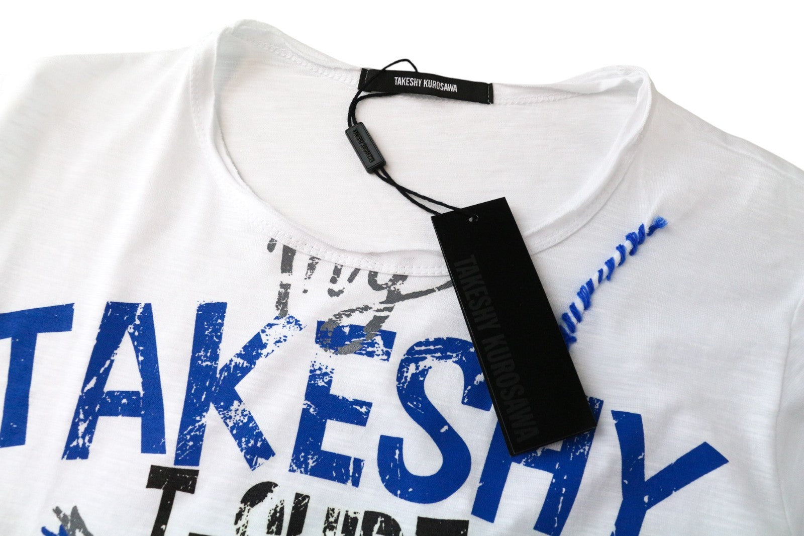 TAKESHY KUROSAWA Men's T-Shirt S White Pure Cotton Logo Casual Short Sleeve