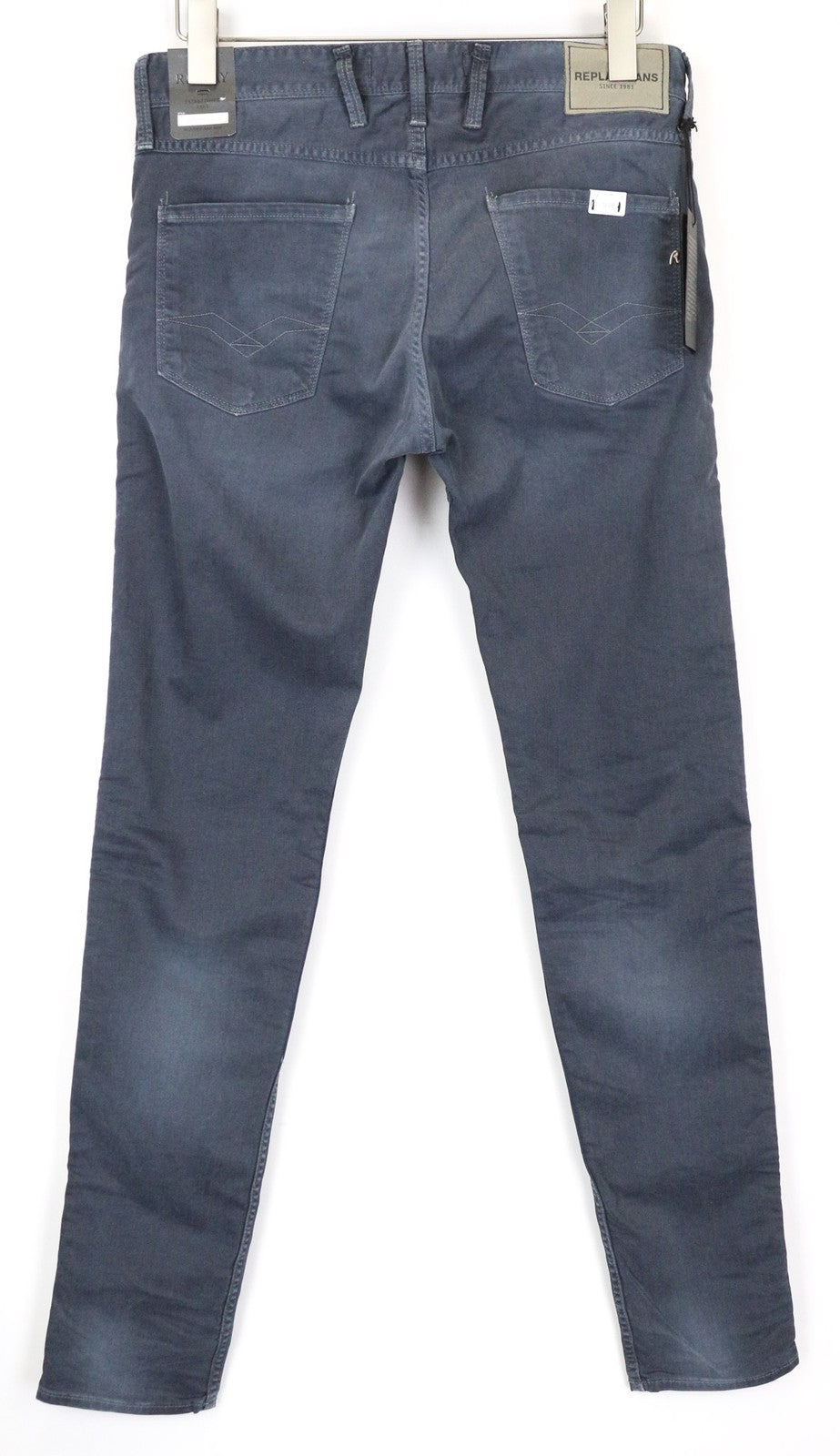 REPLAY Anbass vyriški džinsai W30/L34 Slim Fit, skalbtos mėlynos spalvos, tamprios medvilnės 