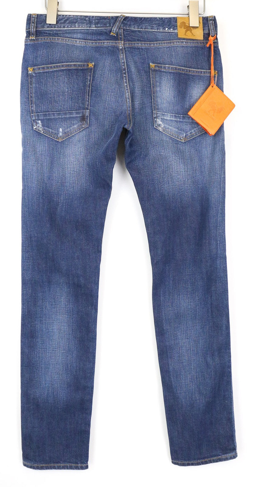 „GOOD GENES“ moteriški džinsai W27/L33 mėlyni, prigludę, dažytos medvilnės siūlės, tamprūs 