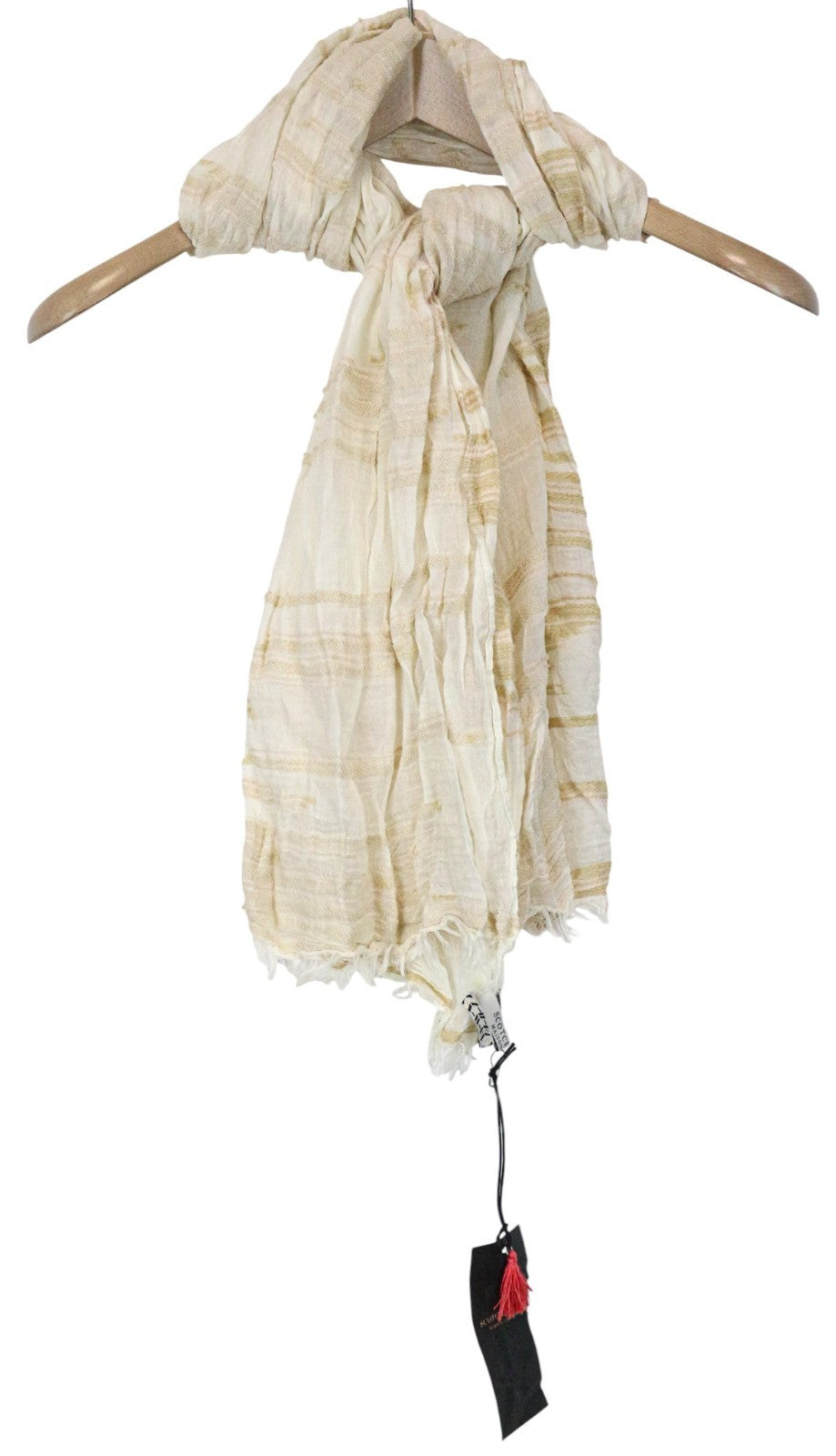 MAISON SCOTCH moteriškas smėlio spalvos medvilnės mišinio lengvas raštuotas šalikas OS 