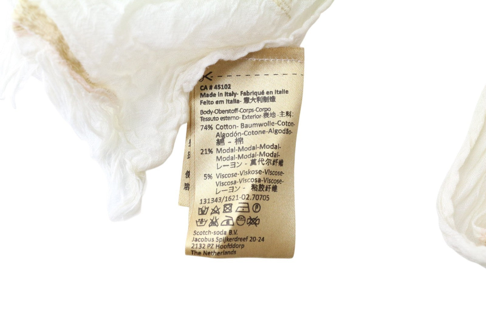 MAISON SCOTCH moteriškas smėlio spalvos medvilnės mišinio lengvas raštuotas šalikas OS 