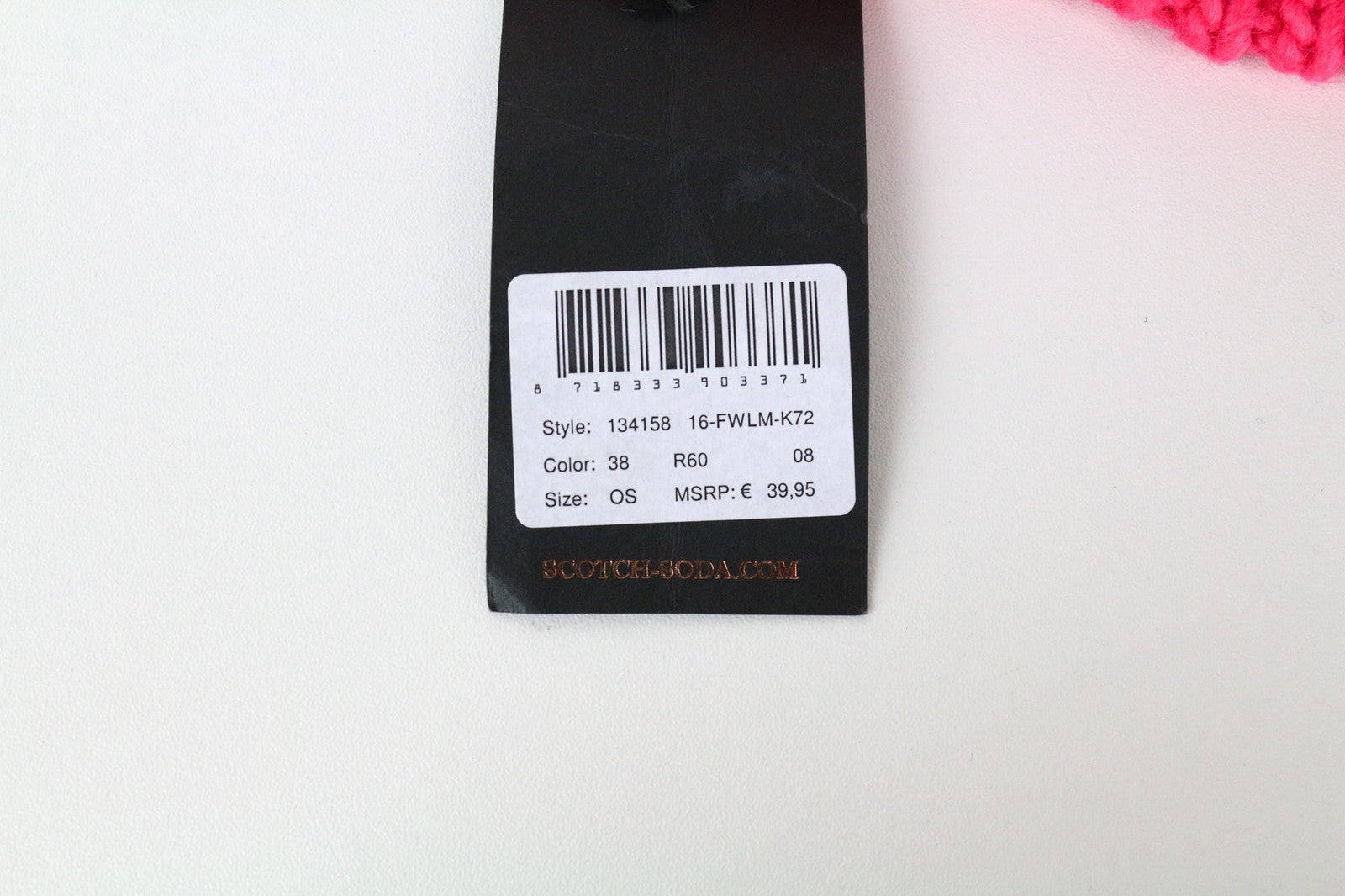 MAISON SCOTCH moteriška ryškiai neoninė rožinė kepurė su bumbulais ir OS megzta 