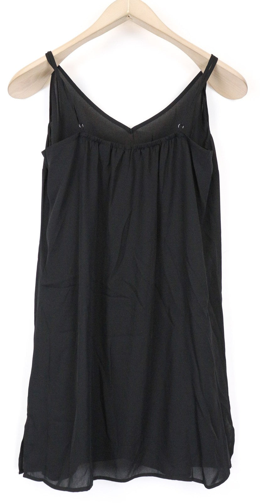 MAISON SCOTCH moteriška juoda S dydžio trumpomis rankovėmis, pamušalu ir V formos iškirpte 2in1 suknelė 