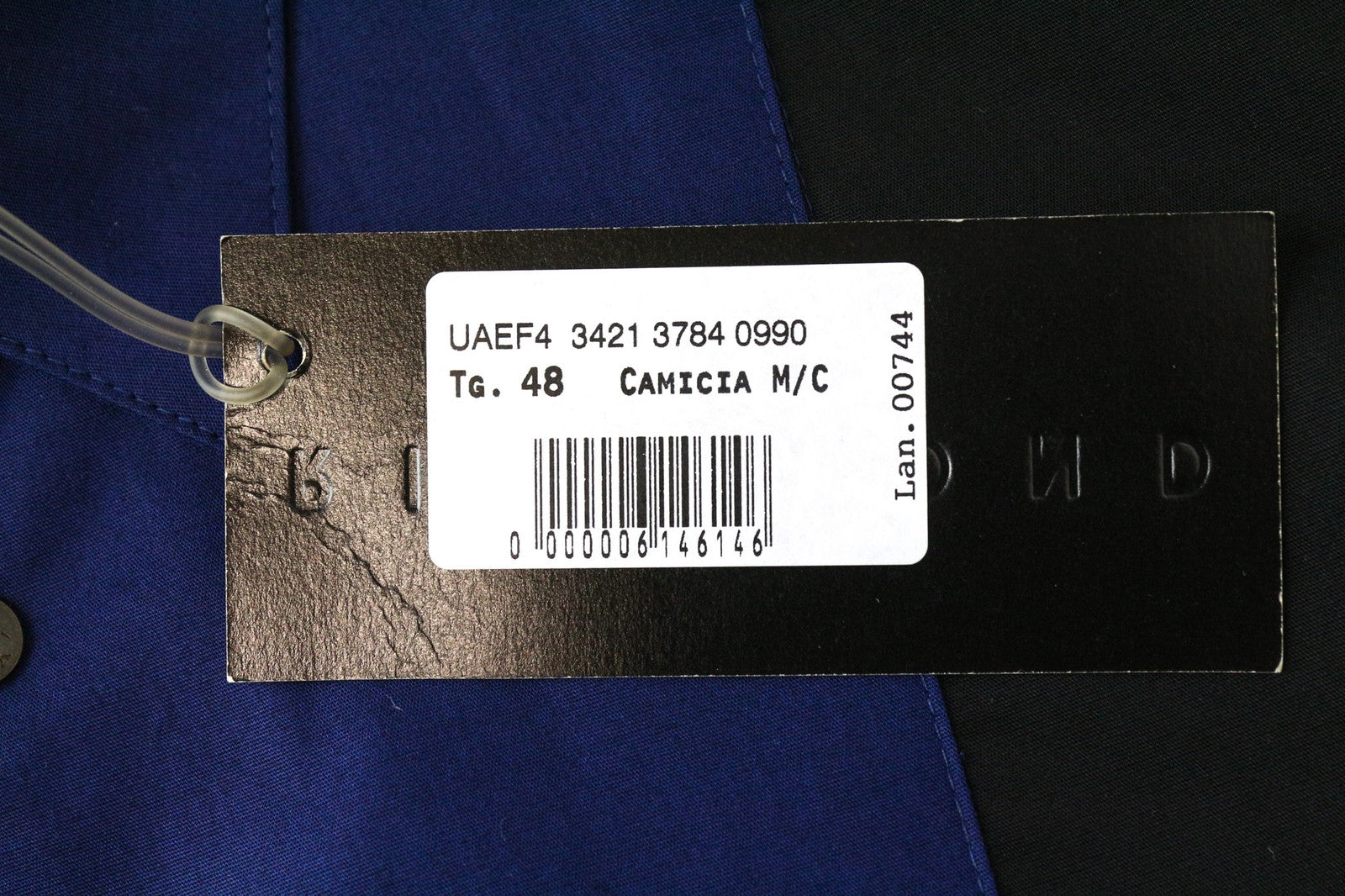 RICHMOND vyriški marškiniai 48 mėlyni juodi tamprūs medvilniniai trumpomis rankovėmis su sagomis 