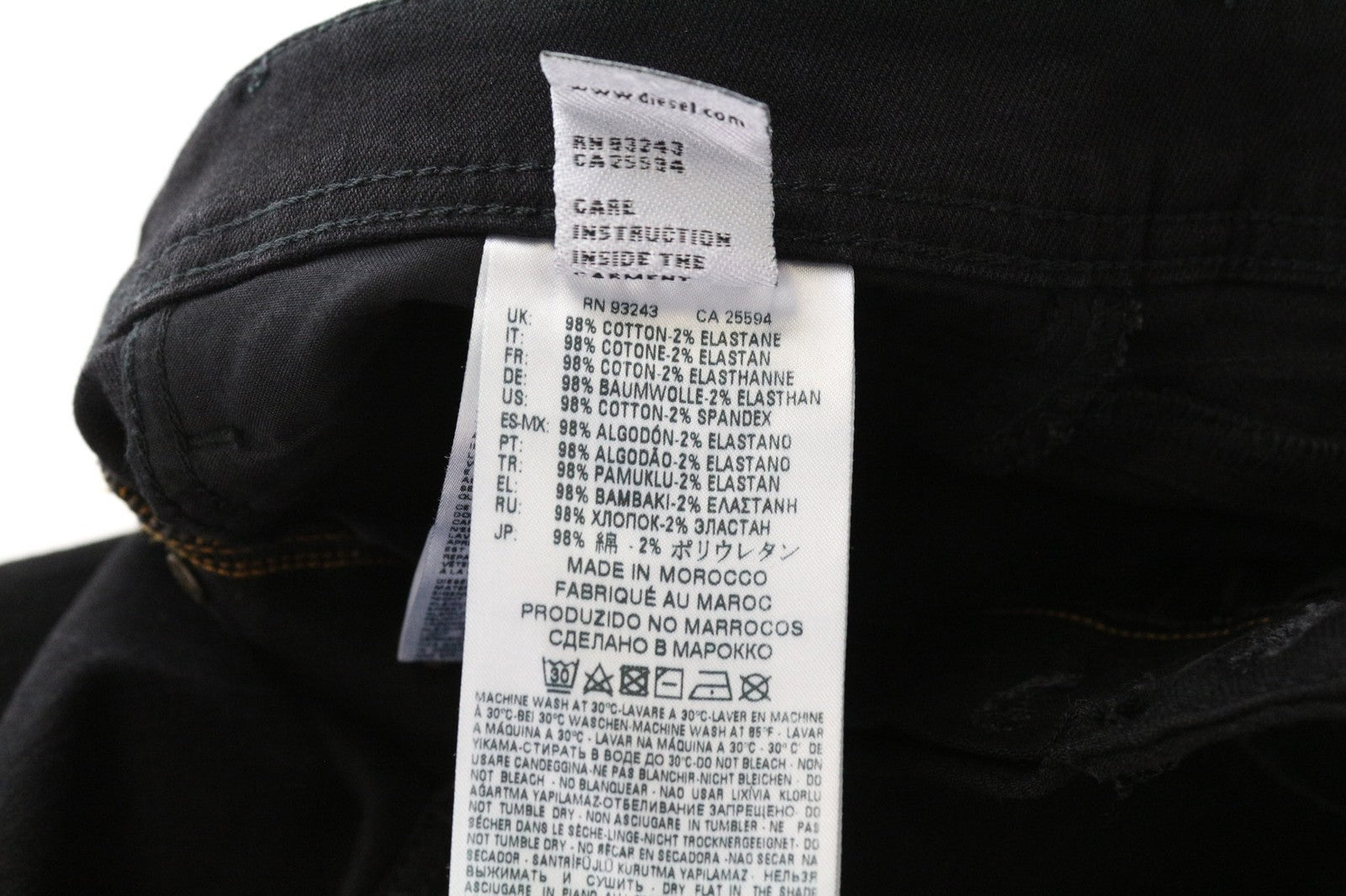 DIESEL Belther 069AC Men's Slim W28/L32 Black Stretch Cotton Tapered Jeans