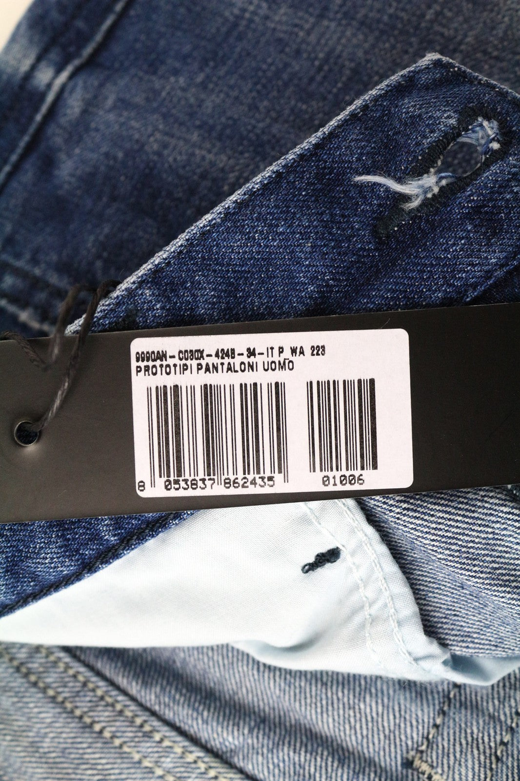 DIESEL Mharky 080AH Men's W34 Slim Distressed Blue Washed Cotton Jeans