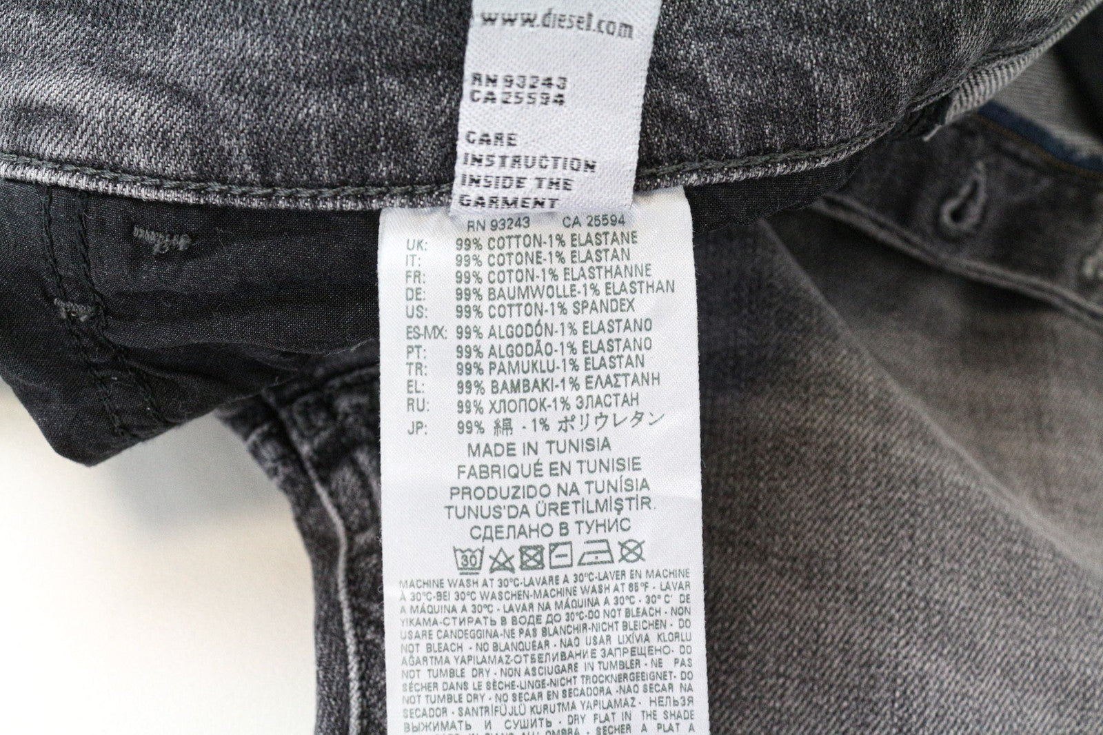 DIESEL D-Eetar 0890F Men's W28/L32 Grey Taper Fit Cotton Stretch Jeans