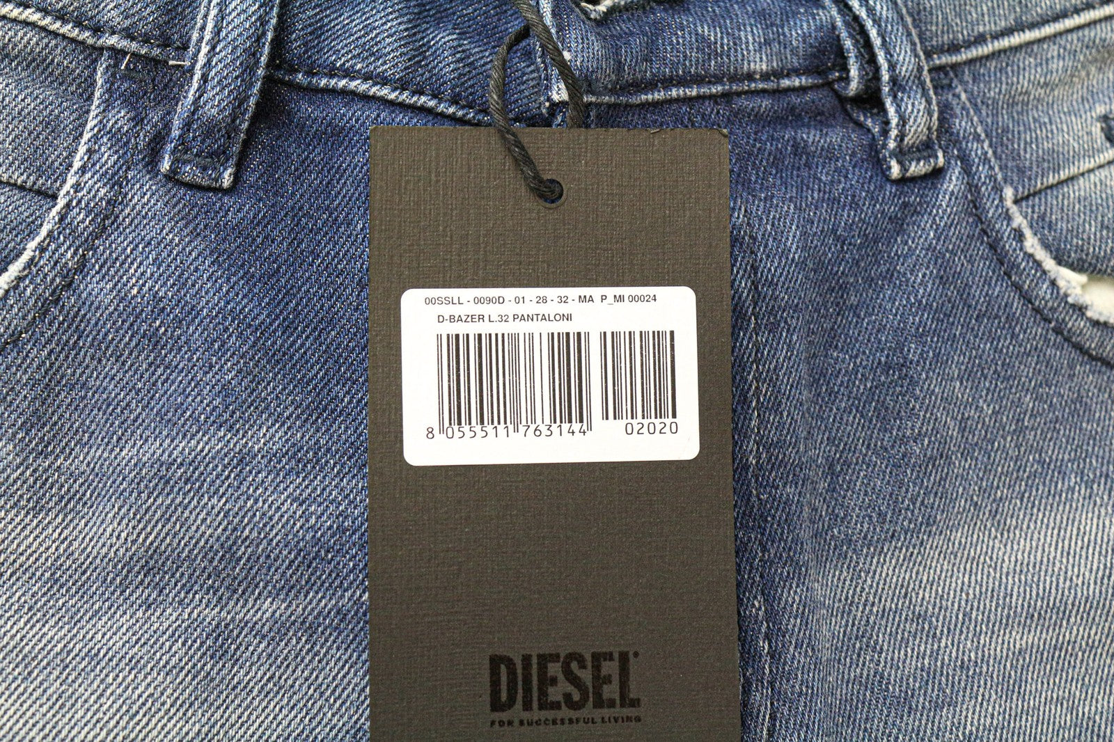 DIESEL D-Bazer 0090D Men's W28/L32 Blue Washed Tapered Cotton Jeans