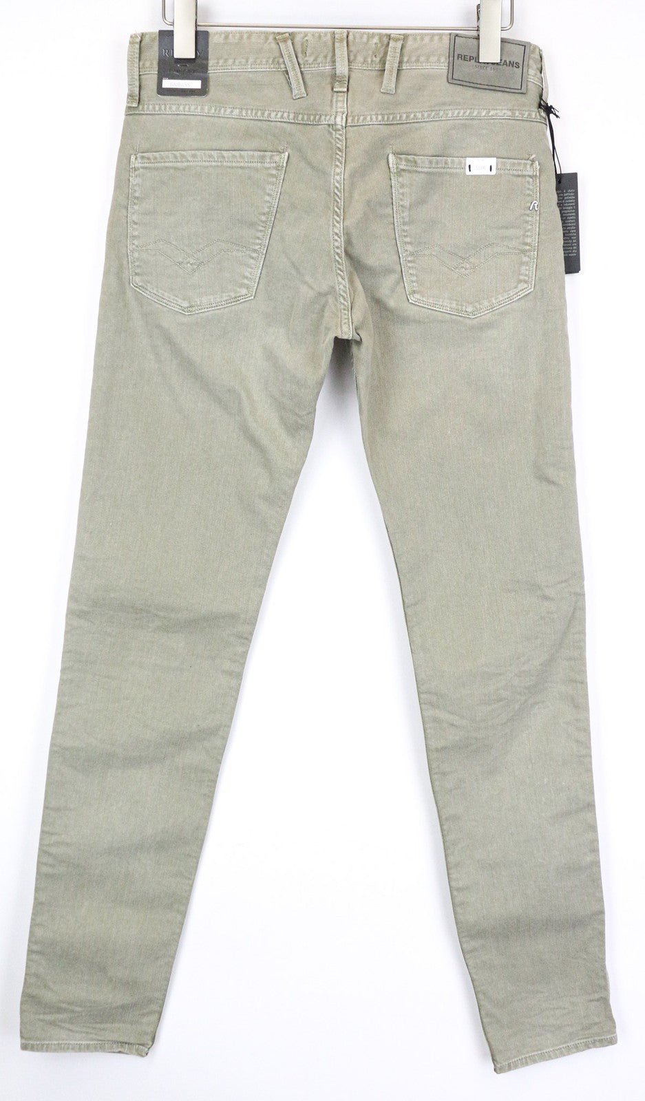 REPLAY Anbass vyriški šviesiai rudi ploni W30/L34 tamprūs vienspalviai džinsai 
