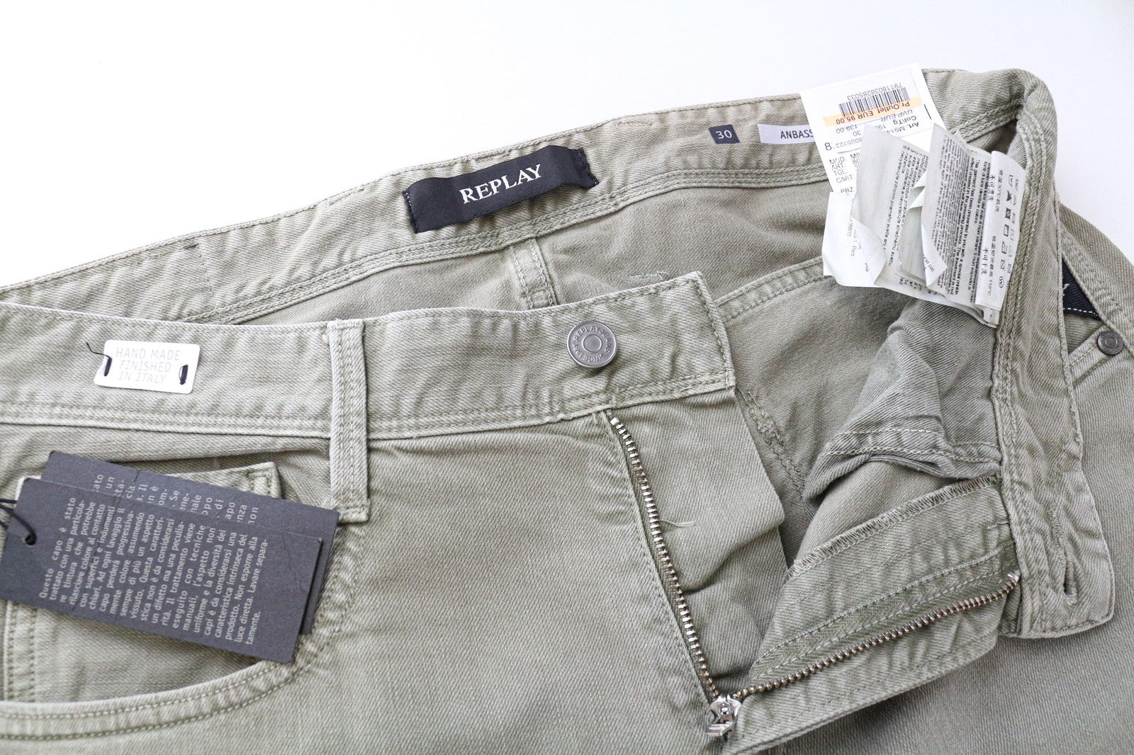 REPLAY Anbass vyriški šviesiai rudi ploni W30/L34 tamprūs vienspalviai džinsai 
