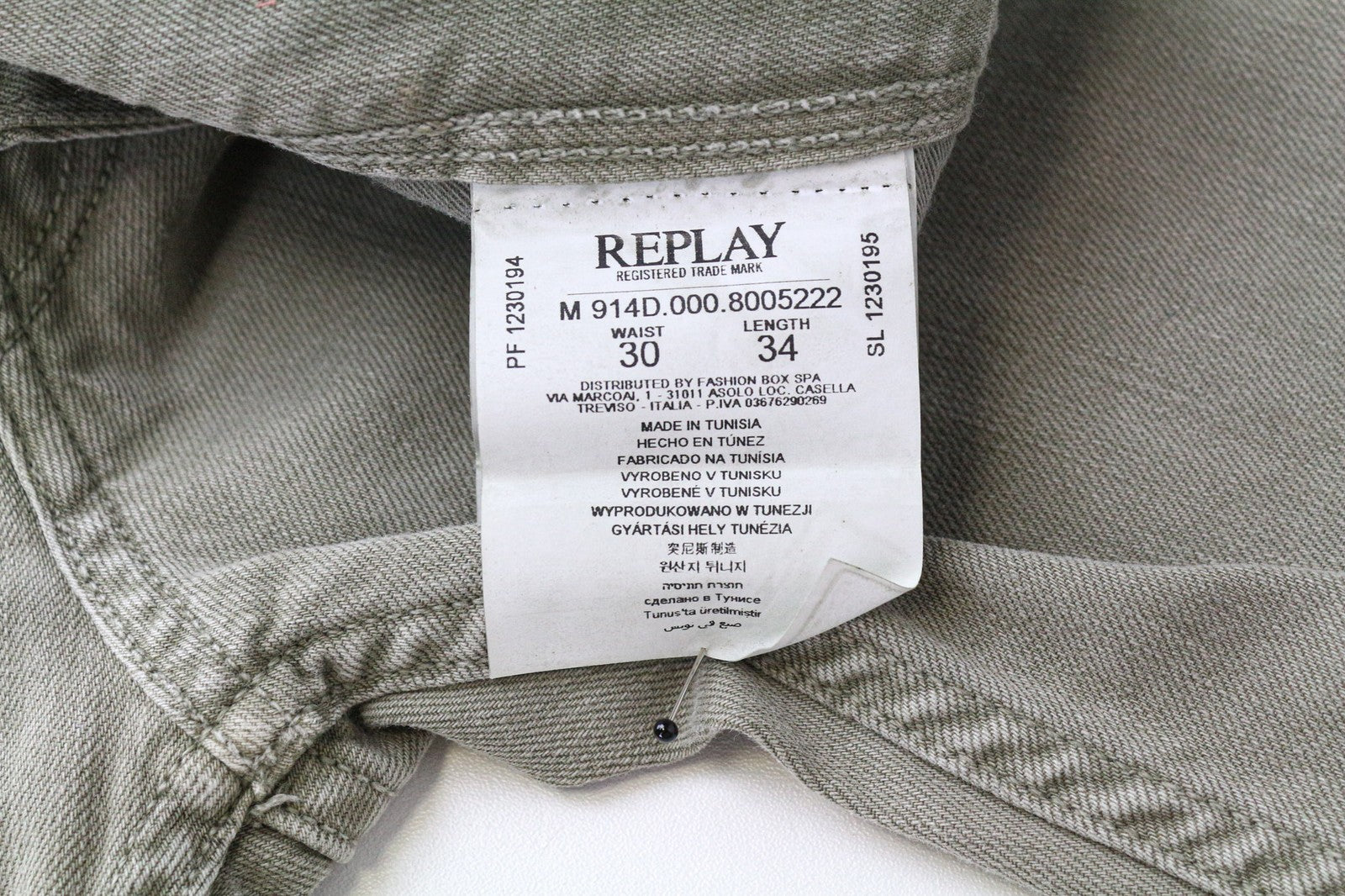 REPLAY Anbass vyriški šviesiai rudi ploni W30/L34 tamprūs vienspalviai džinsai 