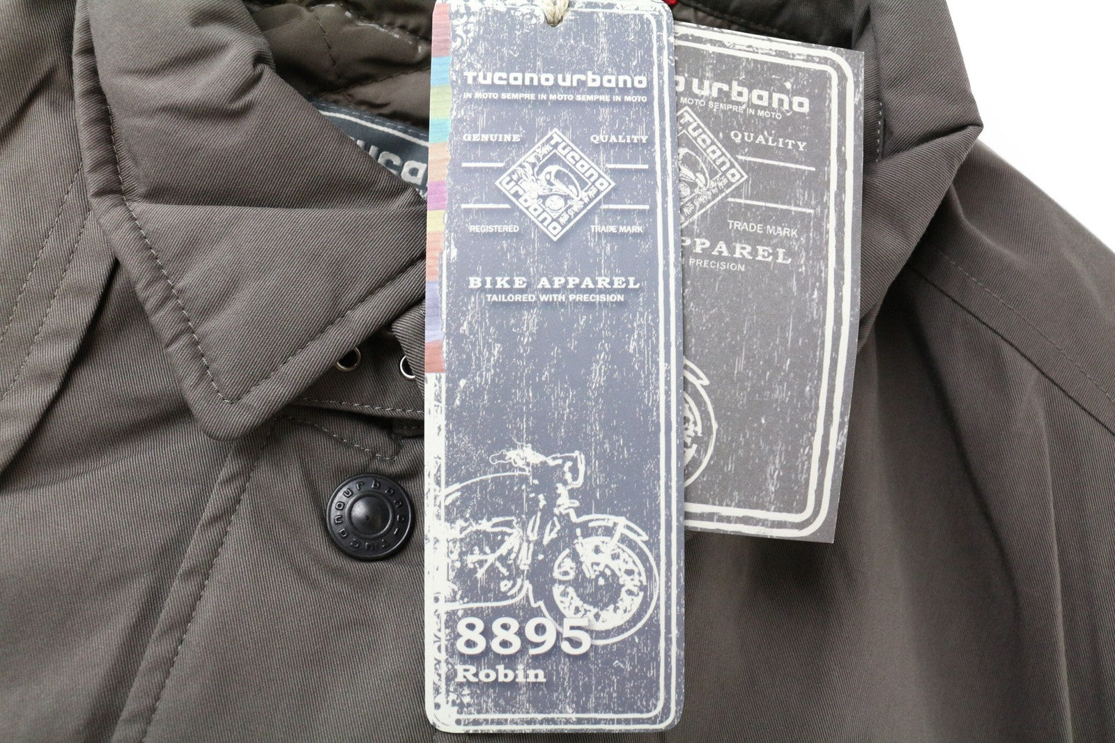 TUCANO URBANO Robin vyriški XL dydžio smėlio spalvos rudi vandeniui atsparūs medvilnės mišinio lietpalčiai 