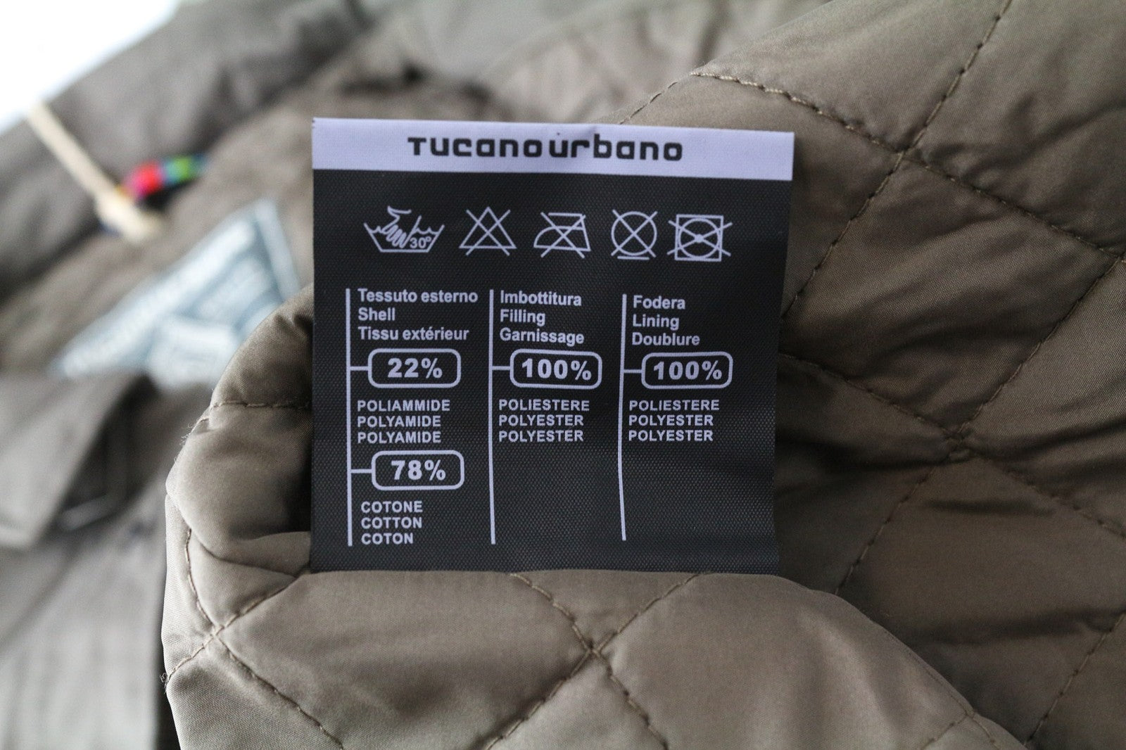 TUCANO URBANO Robin vyriški XL dydžio smėlio spalvos rudi vandeniui atsparūs medvilnės mišinio lietpalčiai 