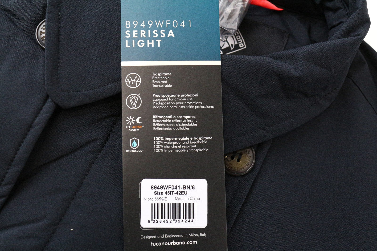 TUCANO URBANO Serissa Light moteriška tamsiai mėlyna dvieilė motociklininko striukė, EU42, dydis 