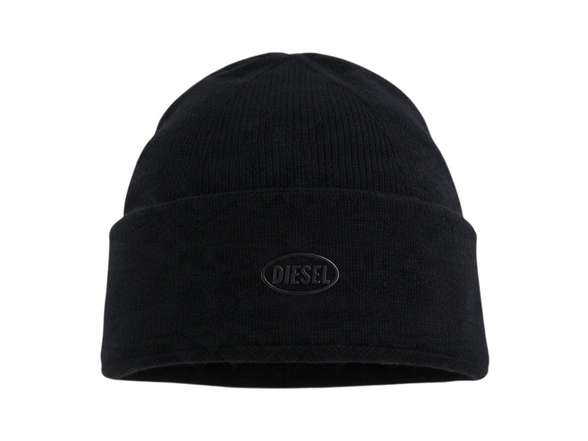 DIESEL Men Hat Bini Nr.2 Berretto Black Wool Knit Beanie