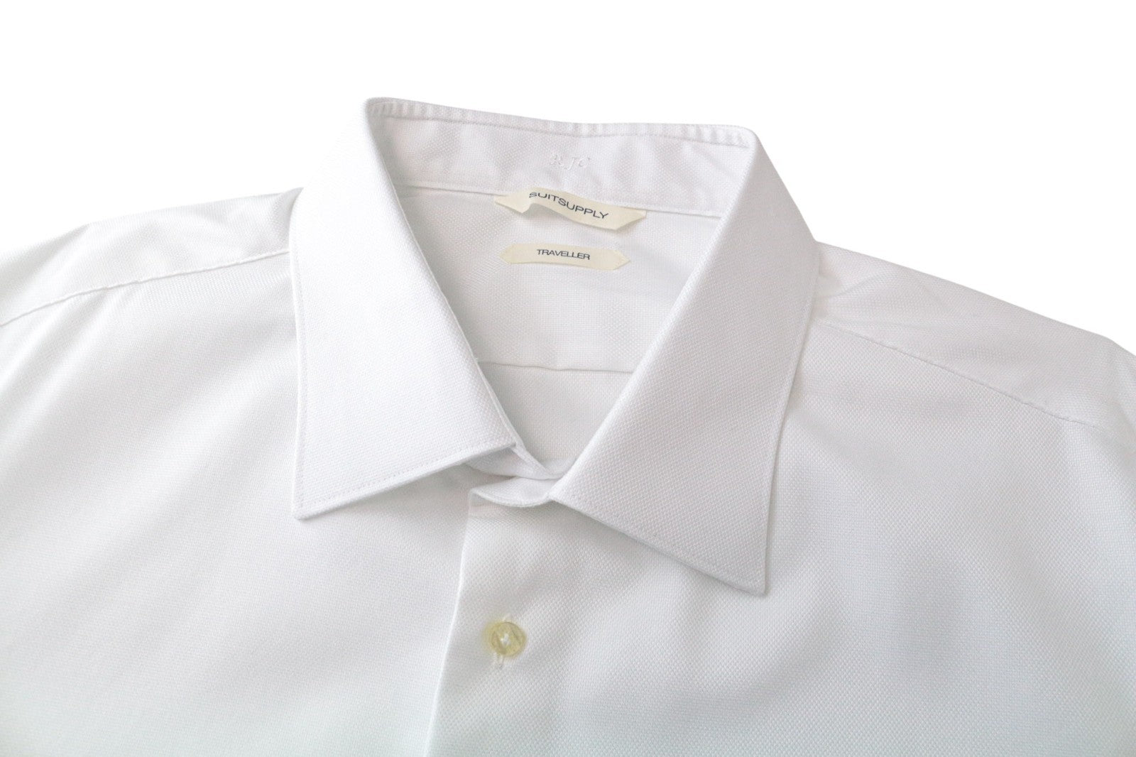 SUITSUPPLY Men's Formal Shirt 47 Traveller Tuxedo White Cotton Slim Classic