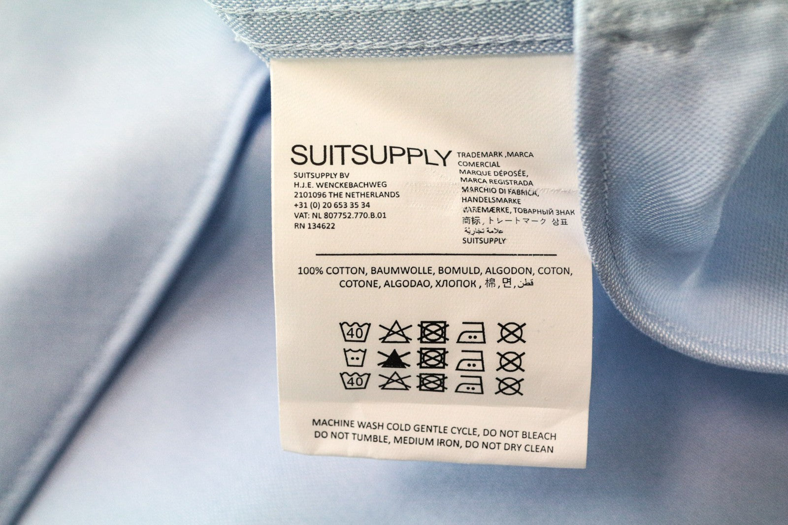 SUITSUPPLY vyriški polo marškinėliai, 39 m., mėlyni melanžo spalvos, su iškirpte, medvilniniai 