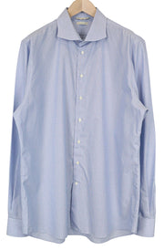 SUITSUPPLY Men's Formal Shirt 45.7/17 3/4L Try On Striped Blue Pure Cotton Slim