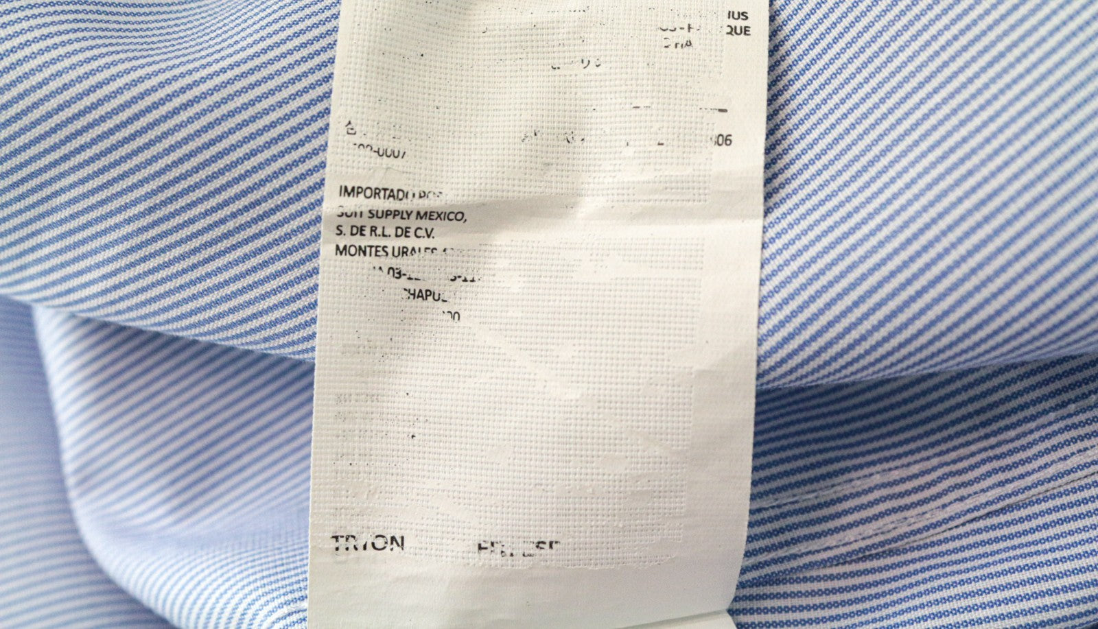 SUITSUPPLY Men's Formal Shirt 45.7/17 3/4L Try On Striped Blue Pure Cotton Slim