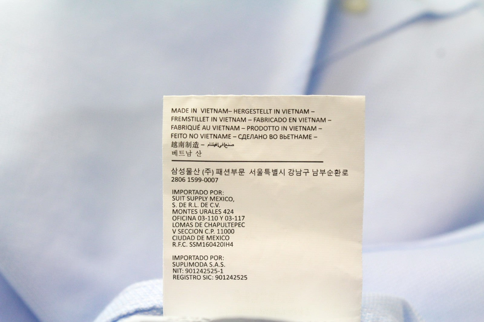 SUITSUPPLY vyriški formalūs marškinėliai, 43 l, šviesiai mėlyni, klasikinio kirpimo, ypač ploni, grynos medvilnės 